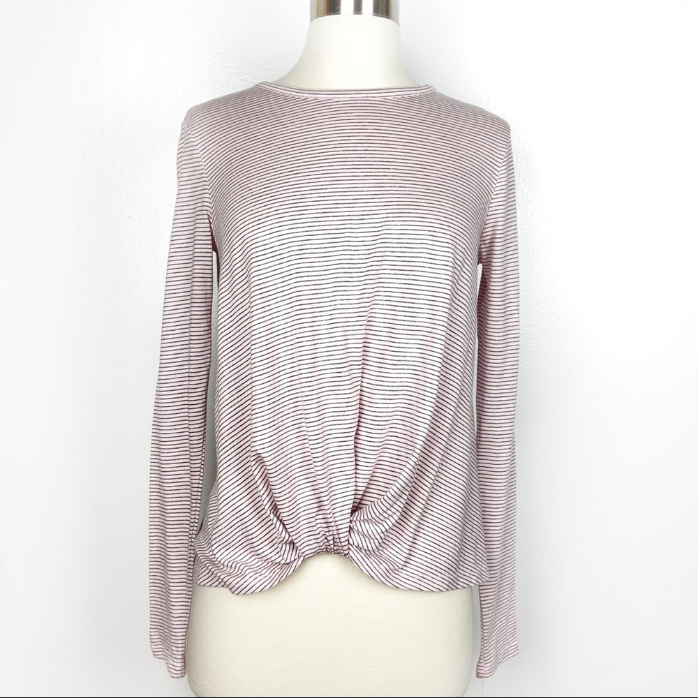 New MAISON JULES Knot Front Top XXS pink stripe
